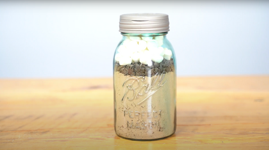 Hot Chocolate Cake Cookie Mix in a Mason jar