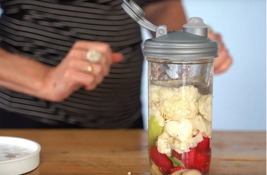Giardiniera in reCAP mason jar