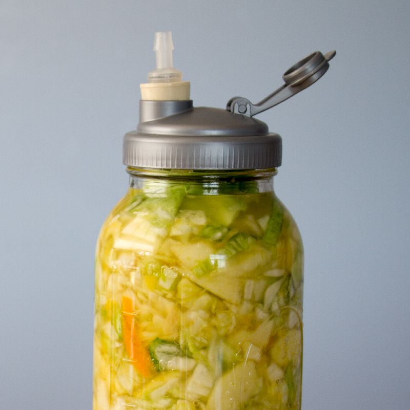 apple ginger sauerkraut in recap mason jar