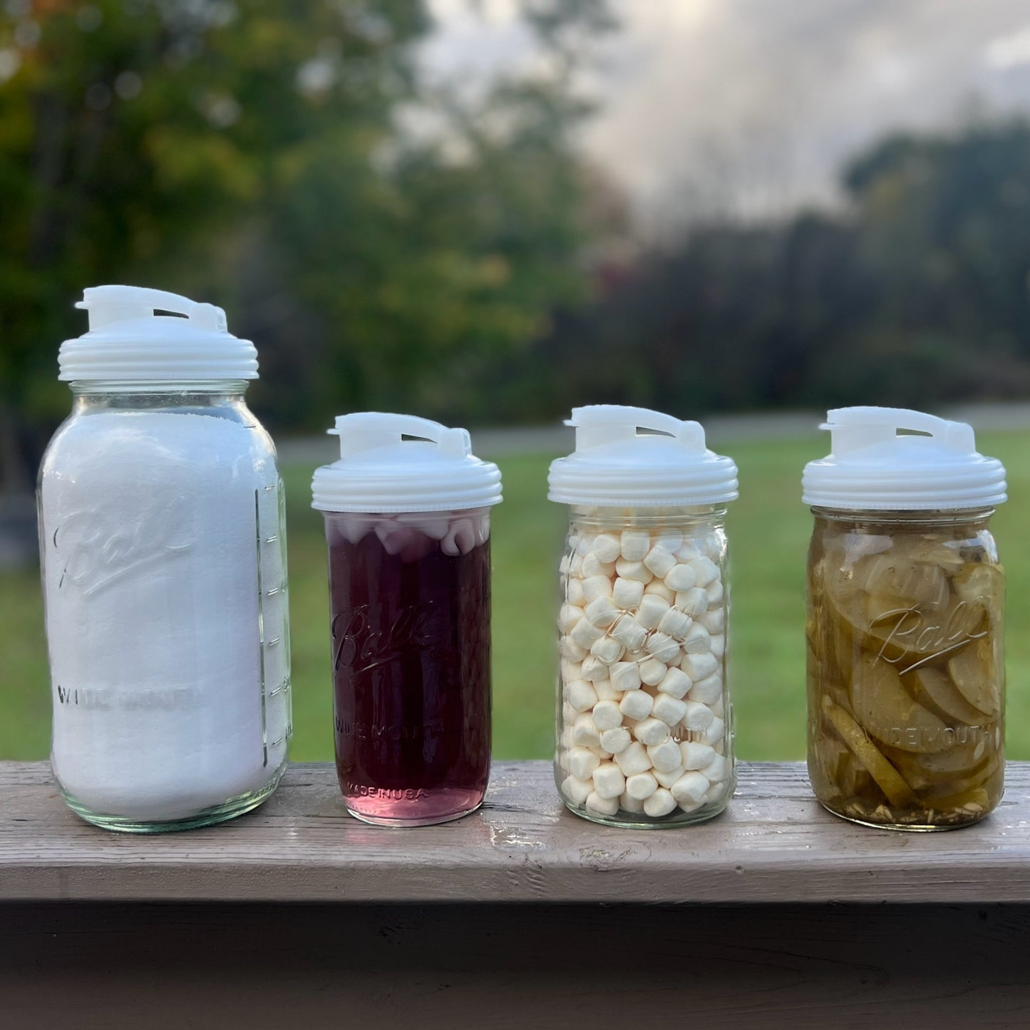 Four White Mason Jar POUR Lids
