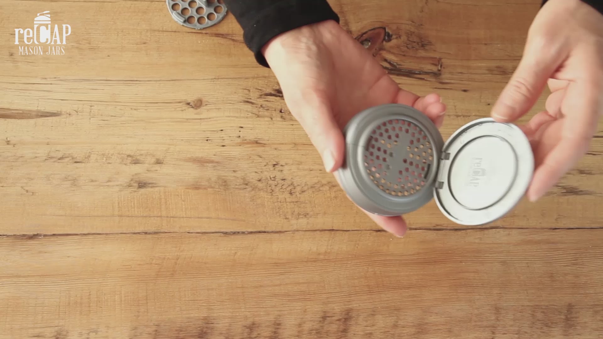 A video of how to use the reCAP Mason jar shaker lid