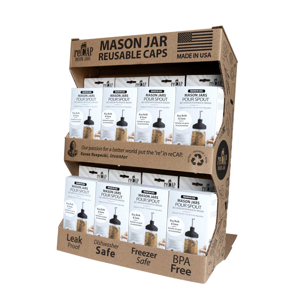reCAP Mason Jars Pour Spout, Regular Mouth, Sidekick of 16