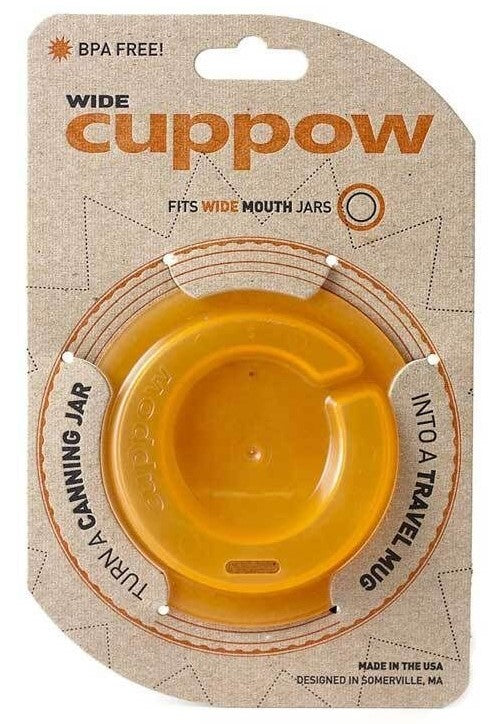 Original orange Cuppow Mason jar drinking lid