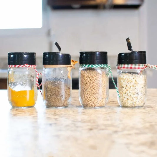 reCAP® Mini Mason Jar Shaker Lids | Black | 4-Pack