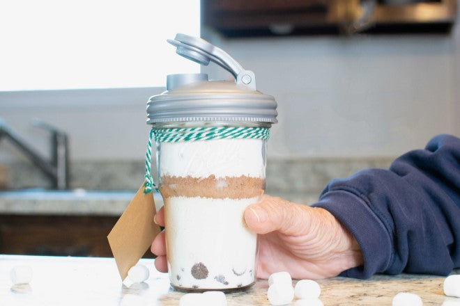 Hot Chocolate Cake Cookie Mix in a Mason jar