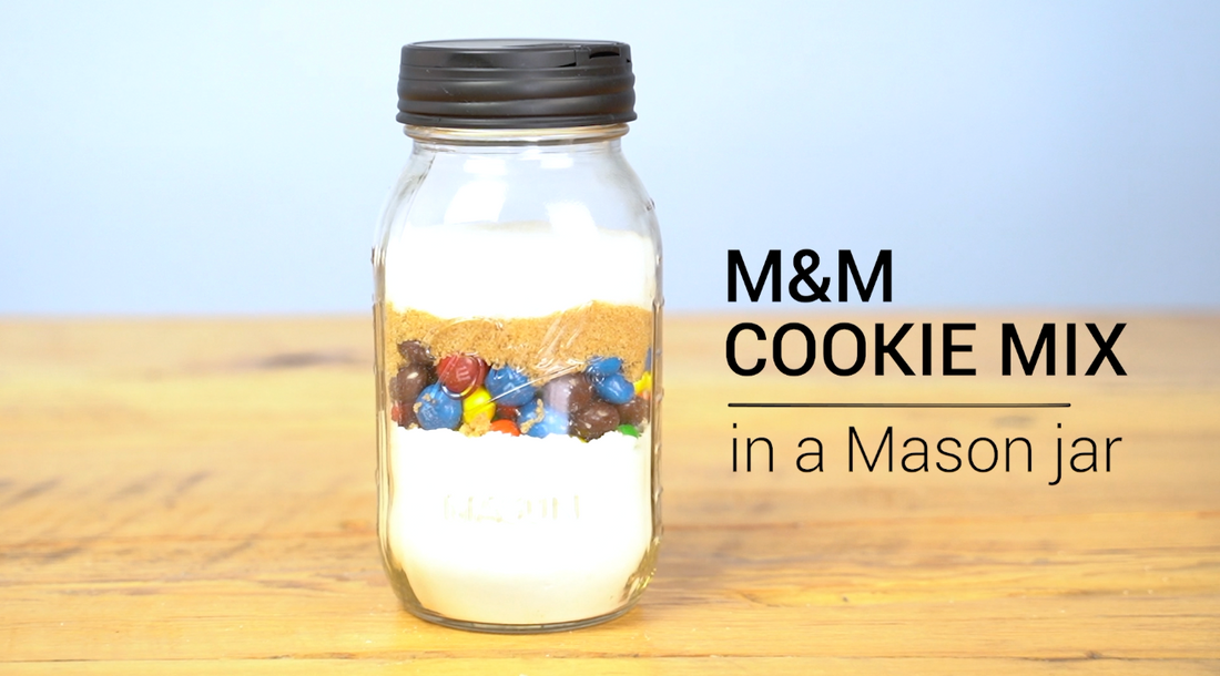 M&M Cookie Mix in a Mason Jar