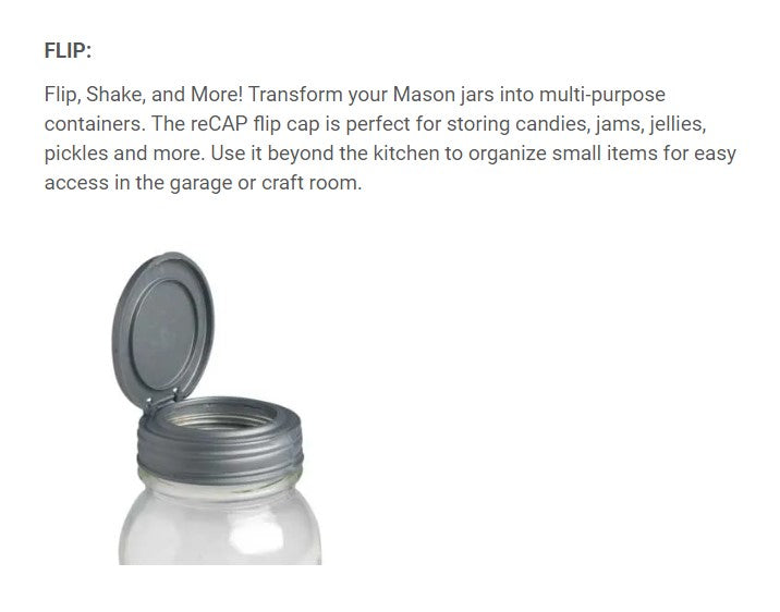 reCAP® Mason Jars Lid POUR cap, Wide Mouth