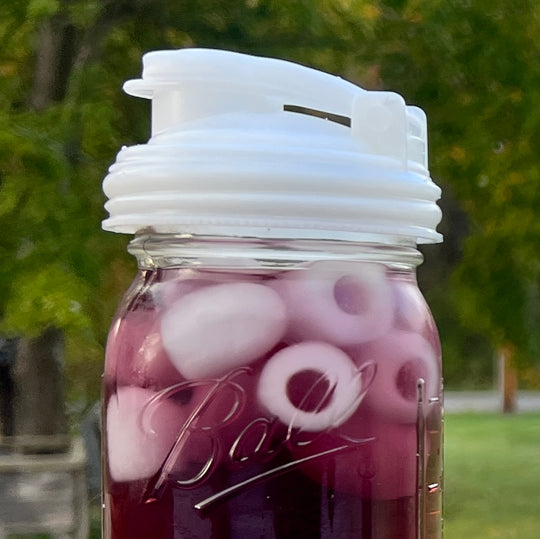 Close up of Natural Mason Jar POUR lid