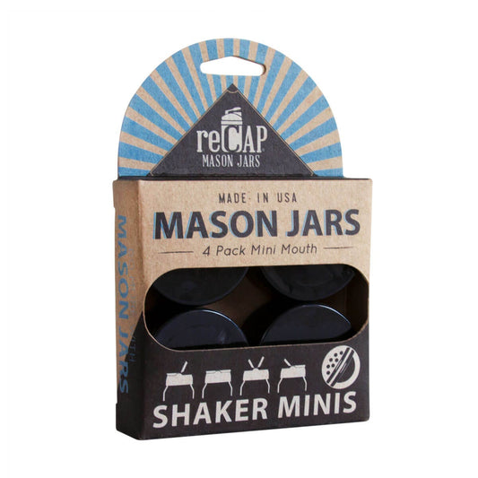 reCAP® Mini Mason Jar Shaker Lids, Black, Case of (6) 4-packs