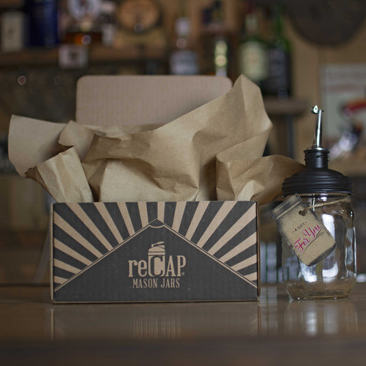 reCAP® Mason Jars Pour Spout Lid & Tap Gift Set with Jar | Regular Mouth | Black