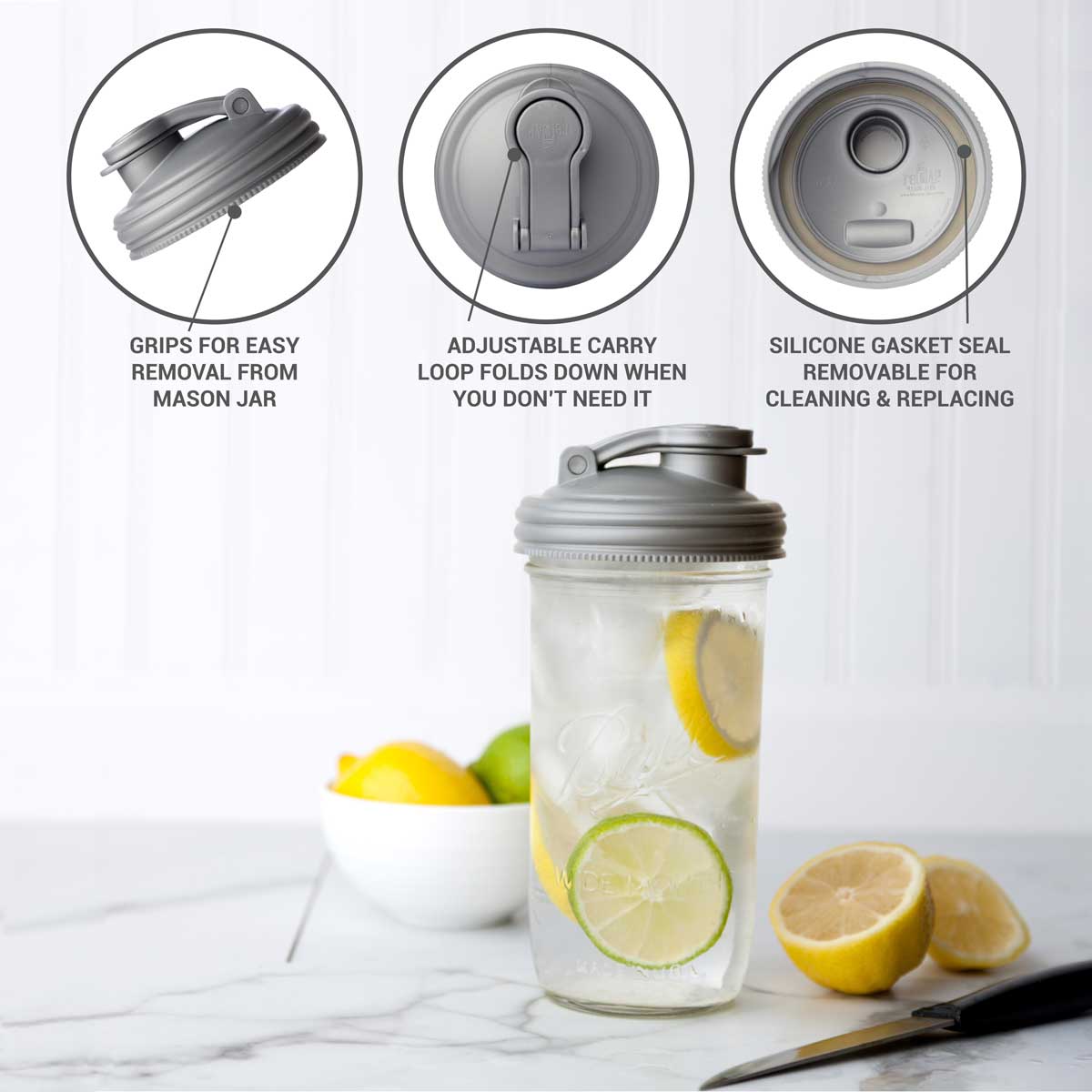 Ball Mason Jar Lids, Mason Jar Drinking Glasses 16 OZ, Set of 2 Mason Jar  Cups with Lids and Straws, for Smoothies, Juices, Honey, Cocktail, Spices